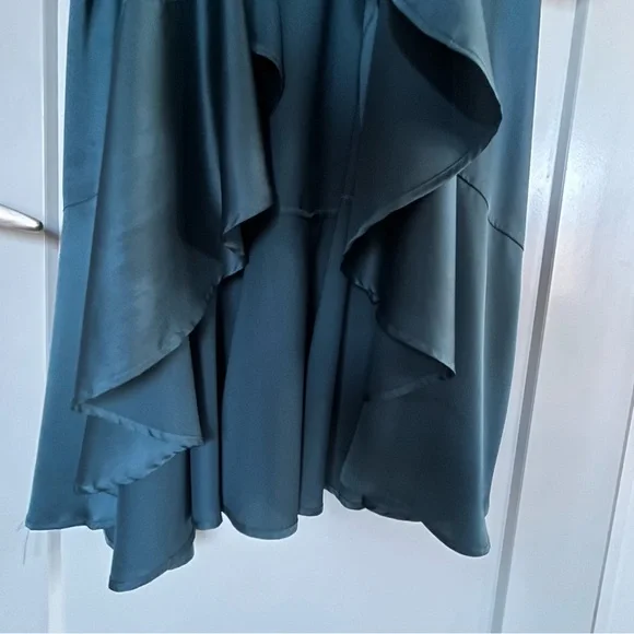 Eloquii Teal Long Sleeve Wrap Dress with pearl buttons - Picture 6 of 10